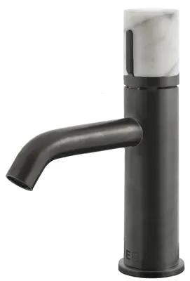 Image de Manopola mitigeur lavabo bas gris gun métal et marbre Essebagno