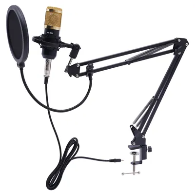 Zdjęcie produktu dla Mikrofon Mikrofon pojemnościowy do gier z kartą dźwiękową V8s live, do transmisji na żywo, wokalu, YouTube, kardioida BM-800 dla graczy (czarny)