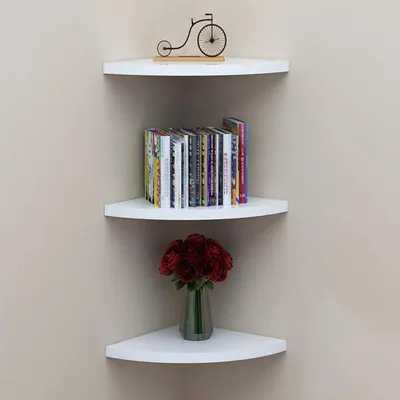 Produktbild von Wand-Eckregal 3er Set, 30 cm, ohne Bohren, schwimmendes Wandregal, dreieckiges Eckregal für Wohnzimmer, Küche, Schlafzimmer
