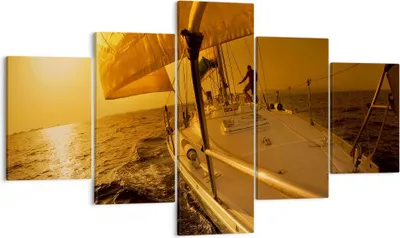 Produktbild von Bild auf Leinwand - Leinwandbild - Ozean Segelboot Yacht - 125x70cm - Wand Bild - Wanddeko - Leinwanddruck - Bilder - Kunstdruck - Wanddekoration - Leinwand bilder - Wandkunst - EA125x70-0322
