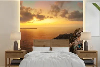 Produktbild von Fotobehang Griechenland Sonnenuntergang Dekorationswand 2,20m x 2,20m