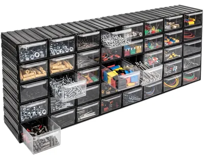 Obrázek produktu pro Dílenská skříň s 40 zásuvkami modulární police 85 x 30 cm plynule rozšiřitelný Kombinovaný modul průhledný
