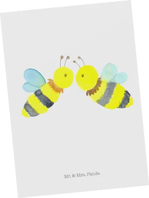 Produktbild von Mr. & Mrs. Panda Postkarte Biene Liebe - Weiß - Geschenk, Grußkarte, Postkarten, bildkarte, Ansichtskarten, Ansichtskarte