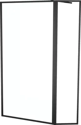 Image de Paroi de Douche avec Volet Pivotant 100+40x200cm - Cadre et Bras Noir Mat - Verre 5 mm