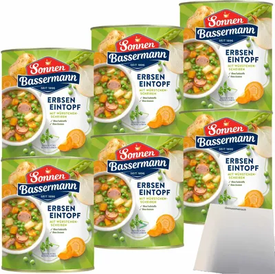 Produktbild von Sonnen Bassermann Erbsen-Eintopf 6er Pack (6x800g Dose) + usy Block
