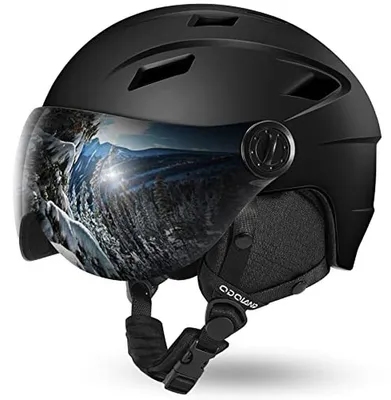 Immagine prodotto di Casco da sci con visiera - Casco per sport invernali - Protezione per divertimento sulla neve - Visiera con protezione UV 400 - Taglia S (54-56 cm) - Blu