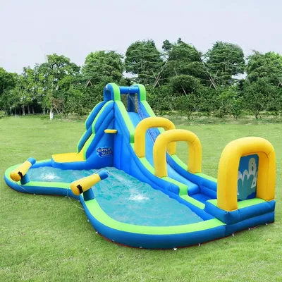 Obrázek produktu pro Skákací hrad nafukovací vodní skluzavka Play Pool vodní park se skluzavkou 478x365x242cm