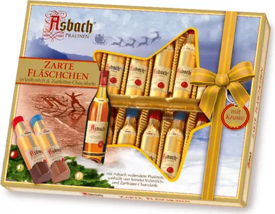 Asbach Zarte Fläschchen mit Zartbitter und Vollmilch Schokolade 150g