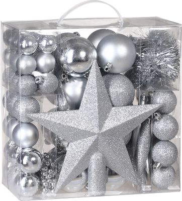Weihnachtsbaumkugeln silber 77 tlg.