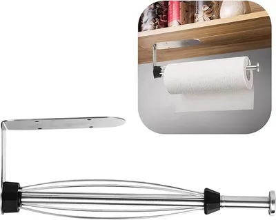 Produktbild von PolkaHome® Küchenrollenhalter mit Dämpfungseffekt, Papierhalter, Einhandbedienung, Küchenrollenhalter, ohne Bohren,