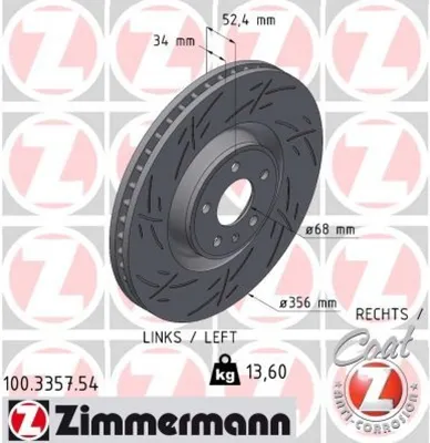 Produktbild von ZIMMERMANN Bremsscheibe Vorne Links für AUDI A6 Avant (4G5, 4GD, C7) 356mm 100.3357.54