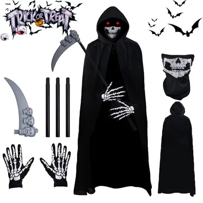 Produktbild von Halloween-Kostüm des Erntemannes mit Maske und Handschuhen