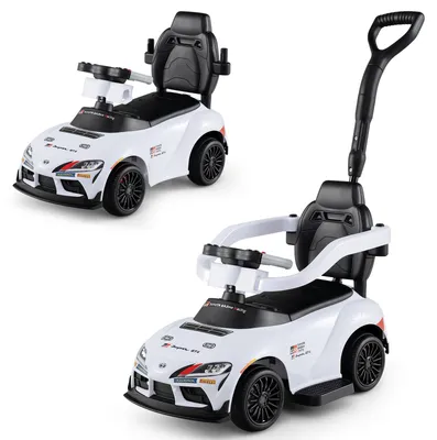 Produktbild von KOMFOTTEU 3 in 1 Rutschauto und Schiebeauto, Toyota Rutschfahrzeug mit verstecktem Stauraum, Kinderauto mit abnehmbarem Schiebestange, Sicherheitsbügel & Fußauflage, Spielzeugauto für Kinder ab 3 Jahren
