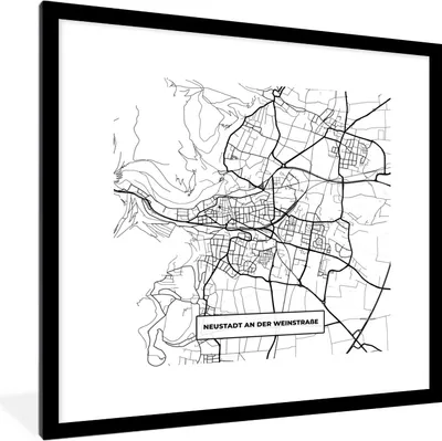 Produktbild von MuchoWow® Gerahmtes Poster Neustadt an der Weinstraße - Karte - Stadtplan 40x40 cm - Poster mit Schwarzem Bilderrahmen Wandposter Rahmen Foto Bilder - Poster - Plakat im Rahmen