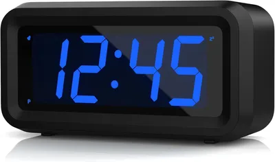 Image de Réveil numérique LED, alimenté par piles, avec grand écran, réglage automatique de la luminosité, fonction snooze, idéal comme horloge murale ou de table, affichage 12/24 heures