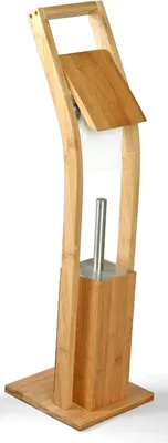 Immagine prodotto di Porta rotolo di carta igienica in bambù - set con scopino in legno e porta rotolo di carta igienica