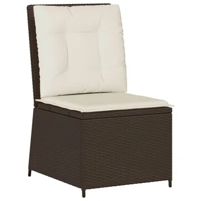 Produktbild von vidaXL Gartensessel mit Liegefunktion und Kissen Braun Poly Rattan