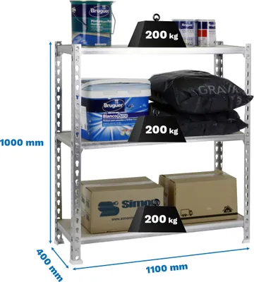 Obrázek produktu pro MADERCLICK SUPERPLUS 3/400 1000 GALVA/MADEIRA metalická Prateleira