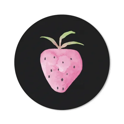 Produktbild von MuchoWow® Mauspad Mousepad Erdbeere - Aquarell - Schwarz 20x20 cm - Mousepads - Maus Mat - Pad - Mausunterlage - Schreibtischmatte