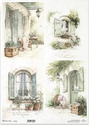 Produktbild von Reispapier Decoupage Bastelpapier für Decoupage A3 ITD-1421L Fensterläden