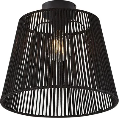 Produktbild von QAZQA - Japandi Japandi Außen-Deckenleuchte I Deckenlampe I Lampe I Leuchte mit schwarzem Seil IP54 - Jayla I Außenbeleuchtung - Rund - LED geeignet E27