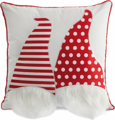 Image de EUROFIRANY | Taie d'oreiller décorative de Noël - Housse de coussin décorative - 45 x 45 cm - Blanc Rouge - Taie d'oreiller pour canapé - Lutin de Noël - Structure 3D