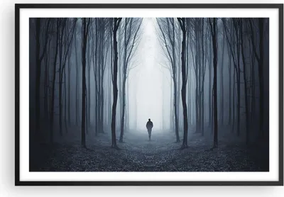 Produktbild von Gerahmtes Poster - Schwarzer Rahmen - Charakter Wald Einsamkeit - 91,5x61 cm - Wand Bild - Wanddeko - Wandbilder - Wandposter - Bilderrahmen - Bilder - Kunstdruck - Wandbild - P2BAA91x61-4142
