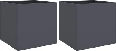 Image de vidaXL Bac à plantes 2 pcs. Anthracite 42x40x39 cm Acier