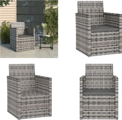 Produktbild von vidaXL Gartensessel mit Kissen Grau Poly Rattan - Gartensessel - Gartenstuhl - Gartenmöbel - Outdoor Möbel