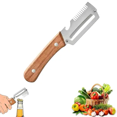 2-in-1 Gemüseschäler aus Edelstahl mit Holzgriff