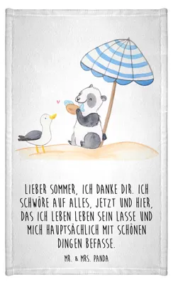 Produktbild von Mr. & Mrs. Panda Frotteetuch Lieber Sommer - Weiß - Geschenk, Emotionen, badezimmer handtuch, baumwolle, Sommergefühle, Klein, Inspiration, Mini-Handtuch, Sommerferien