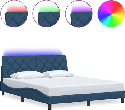 Immagine prodotto di vidaXL Struttura letto con LED senza materasso Tessuto blu 160x200 cm