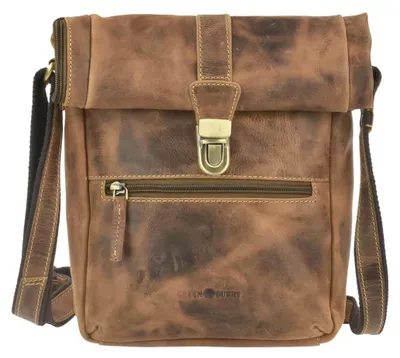 Produktbild von Greenburry Rolltop Umhängetasche Vintage Leder Antikbraun - Stilvolle Schultertasche mit Steckschloss