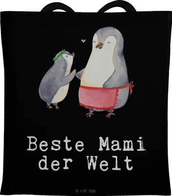 Produktbild von Mr. & Mrs. Panda Tote Bag Pinguin Beste Mami der Welt - Schwarz - Geschenk, Mama, Muttertag, Schultasche, Dankeschön, Mutter, Danke, Laptoptasche, Geschenkidee, totebag