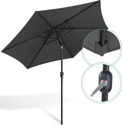 Image de Parasol Ø2,7 m Parasol de jardin pivotant à 360° Parasol de terrasse Parasol suspendu Parasol de marché Parasol de plage - Gris