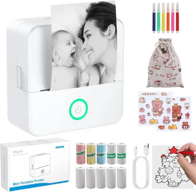 Produktbild von Thermodrucker Tragbarer Drucker für Fotos Notizen & Etiketten 200dpi Kompatibel mit Android & iOS Kein Tinte oder Toner nötig Ideal für Zuhause Büro
