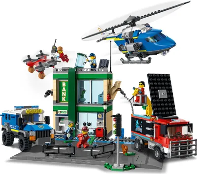 Produktbild von LEGO 60317 City Banküberfall mit Verfolgungsjagd mit Hubschrauber, Drohne und 2 LKWs, Polizei-Spielzeug für Kinder ab 7 Jahren, Abenteuerset