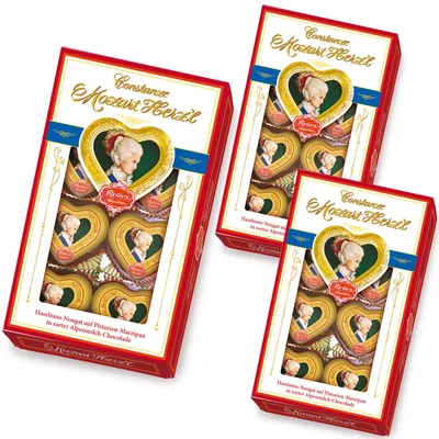Image de Reber Constanze Mozart Herzl 8 chocolats fourrés au cœur 80g 3er Pack