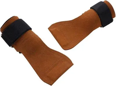 Immagine prodotto di Cinghia da sollevamento in pelle - Cinghia da sollevamento extra resistente con nastro elastico - Per uomini e donne - Marrone