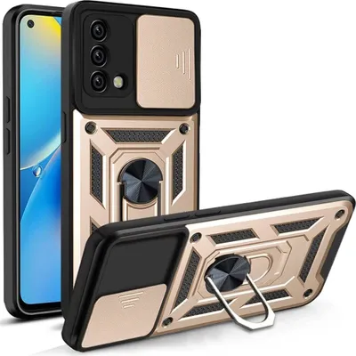 Produktbild von OPPO A74 4G Hülle mit 360° Drehbarer Magnetische Ring Ständer Halter Dia Kameraschutz TPU Bumper Silikon Schutzhülle für OPPO A74 4G Gold