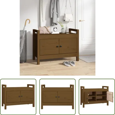 Produktbild von The Living Store Flurbank Honigbraun 80x40x60 cm Massivholz Kiefer