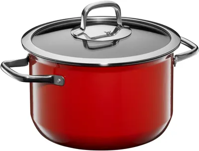 Obrázek produktu pro Wmf Fusiontec, kompaktní hrnec s skleněnou poklicí, 22 cm, červený, 3201112743, 4000530743213