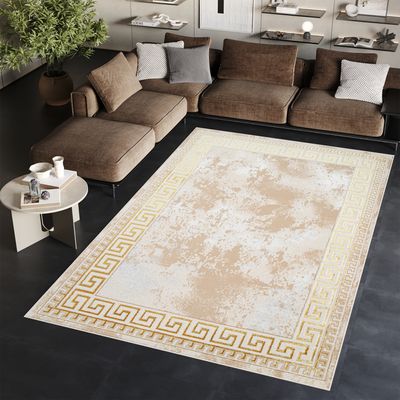 Krátky vlasový koberec Béžový Klasický 3D efekt obývacia izba Spálňa OEKO-TEX 250 x 350 cm