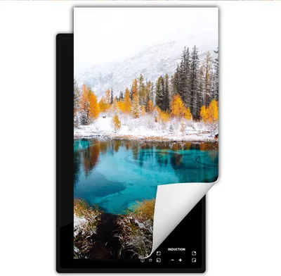 Produktbild von DarHaus Herdabdeckplatte 1 teilig 30x52 cm Anti Rutsch Matte Aufrollbar, Winter - Landschaft