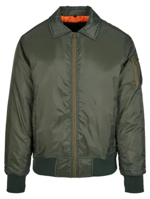 Imagen del producto de Construye tu marca: Chaqueta bomber con cuello para hombre, modelo LT2125 (talla L), color verde oliva oscuro