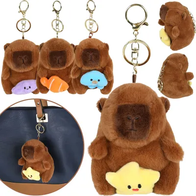 Produktbild von CAPYBARA Taschenanhänger, PLÜSCH SCHLÜSSELANHÄNGER, Rucksack Anhänger 13 cm