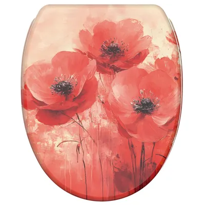 Obrázok produktu pre SANILO® WC sedadlo s automatickým spúšťaním a rýchlym systémom upevnenia, farba Poppy. Toaletové sedadlo priamo od výrobcu. Toaletový kryt, toaletné sedadlo, WC kryt, WC sedadlo