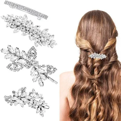 Produktbild von Silberne Haarspange mit Strass für Braut, glänzend