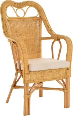 Produktbild von KRINES HOME Wintergarten Sessel Harry Armlehnsessel mit hoher Rückenlehne Rattansessel Wintergartensessel (Honig-Gelb)