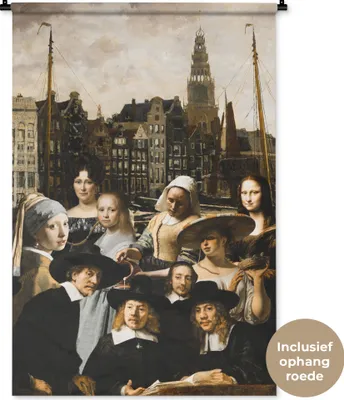 Produktbild von MuchoWow® Wandteppich Wandbehang Malerei - Alte Meister - Collage 90x135 cm Tapisserie Dekoration Wandtuch - Baumwolle - Wandskulptur